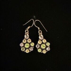 Elegant Silver and Green Earrings